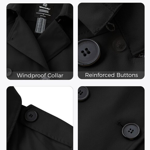 Women's Plus Size Trench Coat Double-Breasted Waterproof Lapel Overcoat Stylish - Picture 5 of 6